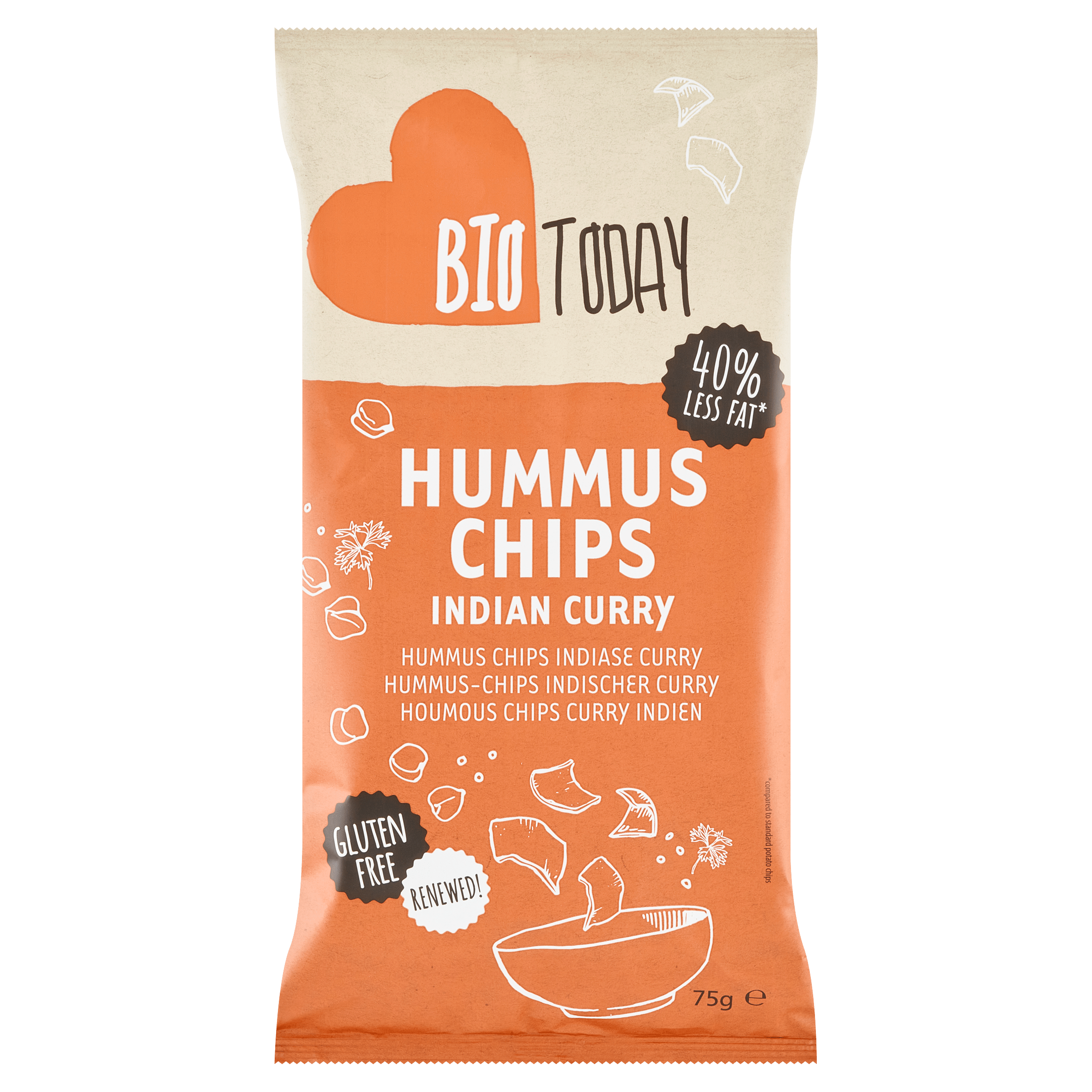 BioToday Hummus Chips Indiase Curry 75 g