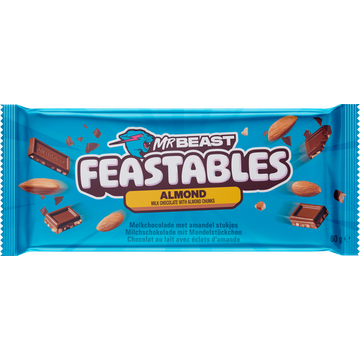 MrBeast Feastables Melkchocolade met Amandel Stukjes 60g