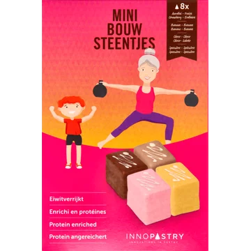 Innopastry Mini Bouw Steentjes Aardbei Banaan Choco Speculoos 8 x 30 g