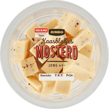 Jumbo Kaasblokjes Mosterd Jong 48+ 100 g