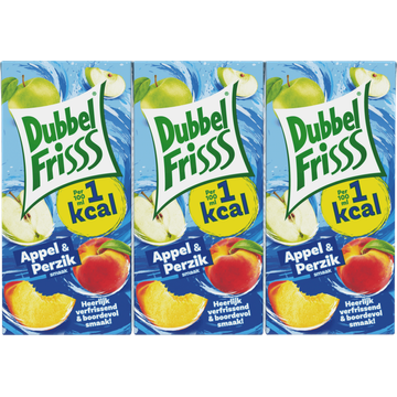 DubbelFrisss 1Kcal Appel - Perzik 6-pack 0,2L