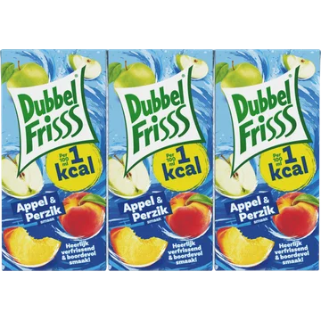 DubbelFrisss 1Kcal Appel - Perzik 6-pack 0,2L