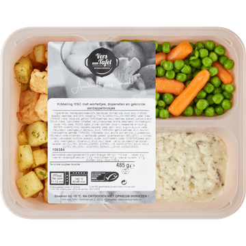 Vers Aan Tafel Kibbeling met Worteltjes, Doperwten en Gekruide Aardappelblokjes 485 g