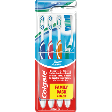 Colgate Triple Action Medium Tandenborstel 4 Stuks