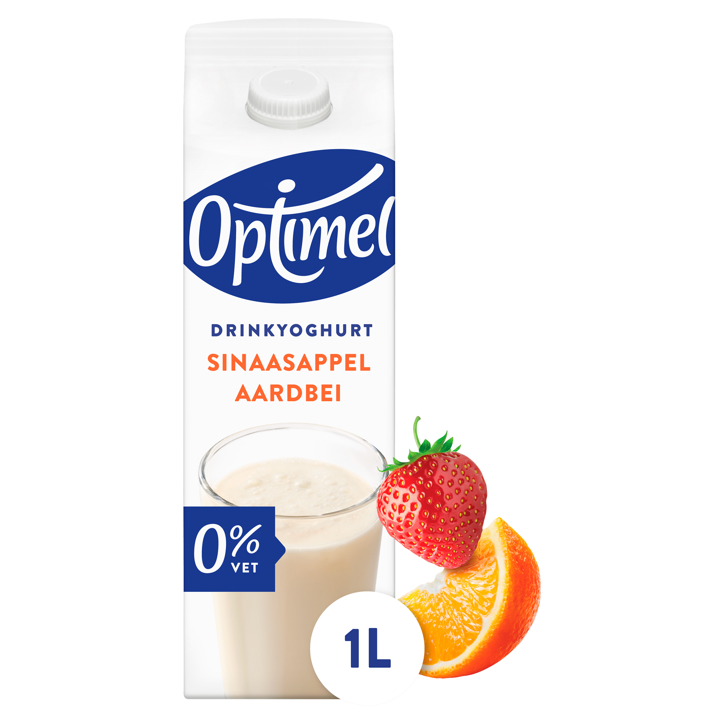 Optimel Drinkyoghurt Sinaasappel Aardbei 0% Vet 1L