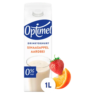 Optimel Drinkyoghurt Sinaasappel Aardbei 0% Vet 1L
