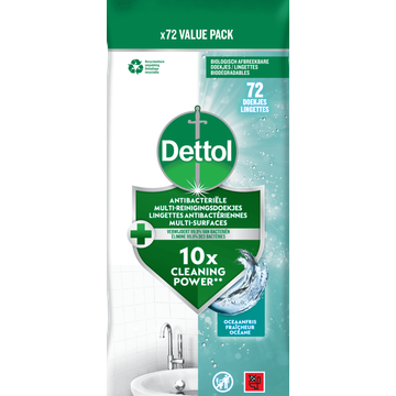 Dettol Antibacteriële Schoonmaakdoekjes Oceaanfris 72 Stuks