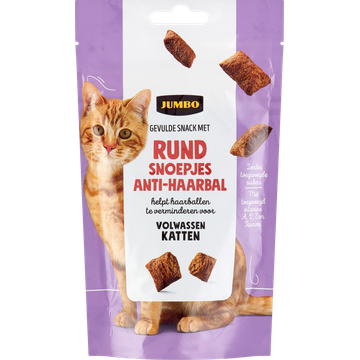Jumbo Gevulde Snack met Rund Snoepjes Anti-Haarbal Volwassen Katten 60 g