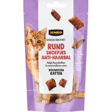 Jumbo Gevulde Snack met Rund Snoepjes Anti-Haarbal Volwassen Katten 60 g