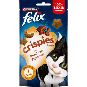 FELIX® Crispies met Rund- & Kipsmaak - Kattensnacks - 45g