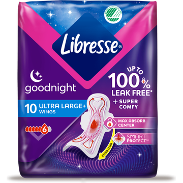 Libresse Ultra Thin Goodnight Wings Maandverband 10 Stuks