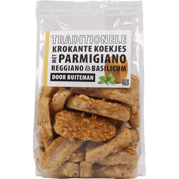 Buiteman Traditionele Krokante Koekjes met Parmigiano Reggiano & Basilicum 100 g
