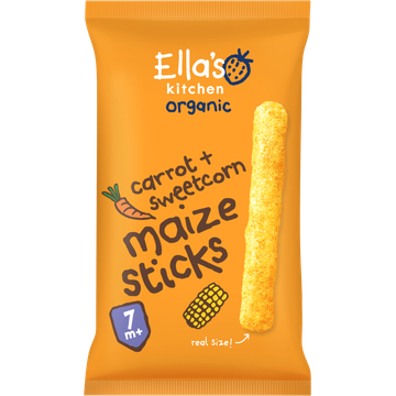 Ella's Kitchen Maize sticks wortels + maïs 7+ biologisch 16 g