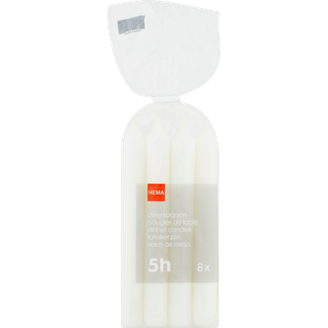 HEMA Korte Kaarsen Wit 8 Stuks