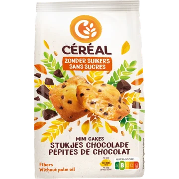 Céréal Zonder Suikers Mini Cakes Stukjes Chocolade 7 x 28 g