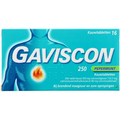 Gaviscon Kauwtabletten Pepermunt bij brandend maagzuur 16 Stuks