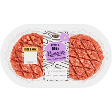 Jumbo Burger Rund- en Varkensvlees 2 Stuks
