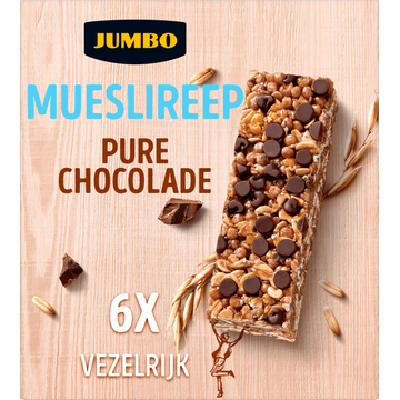 Jumbo Mueslireep Pure Chocolade 6 Stuks