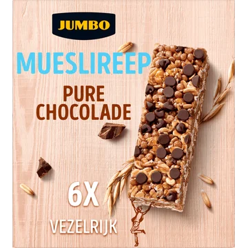 Jumbo Mueslireep Pure Chocolade 6 Stuks