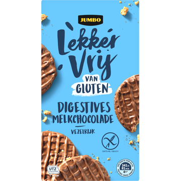 Jumbo Lekker Vrij van Gluten Digestives Melkchocolade 165 g