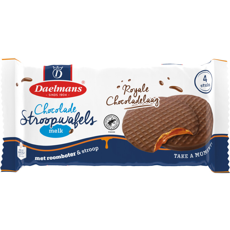 Daelmans Chocolade stroopwafels melk 4-pack