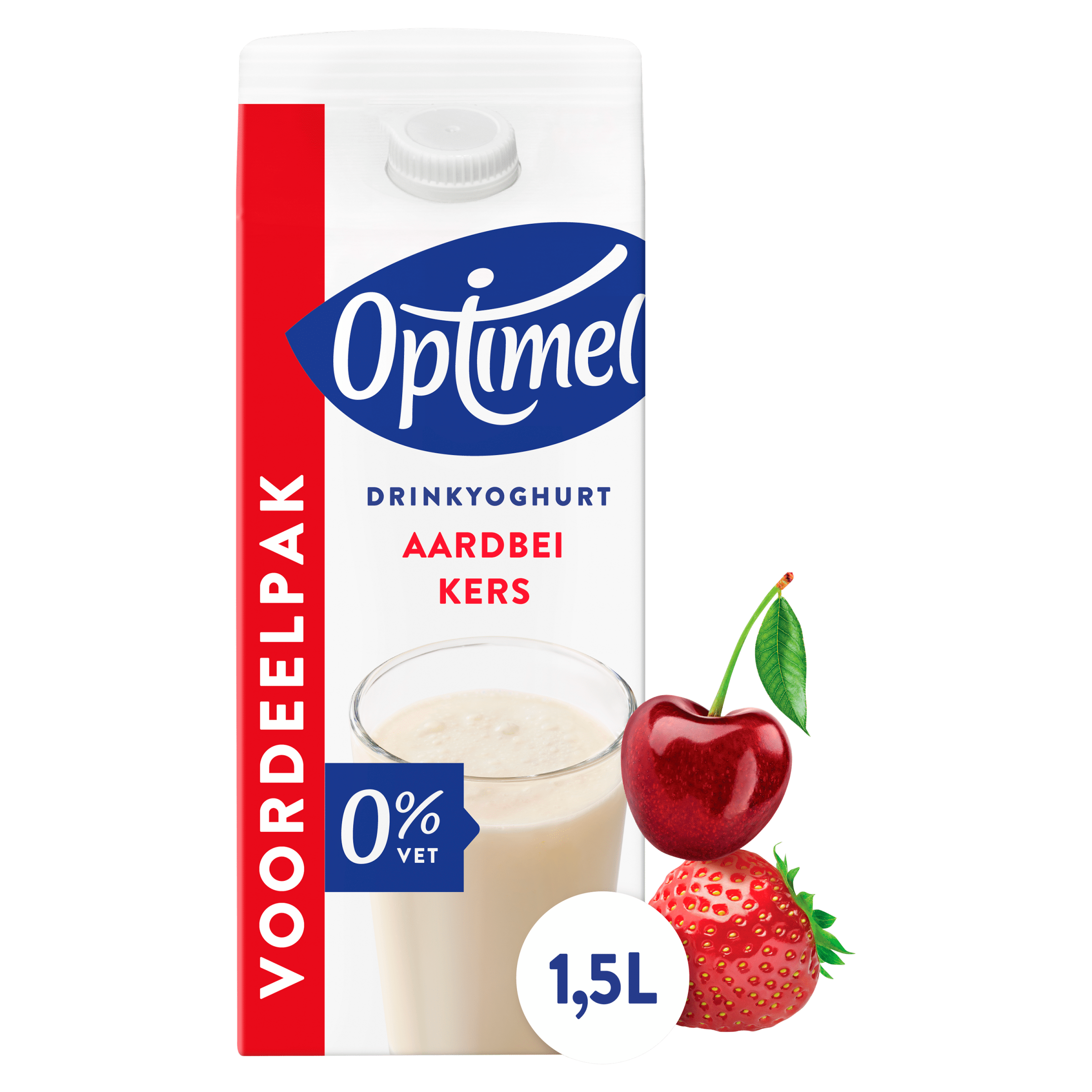 Optimel Drinkyoghurt Aardbei Kers 0% Vet 1.5L