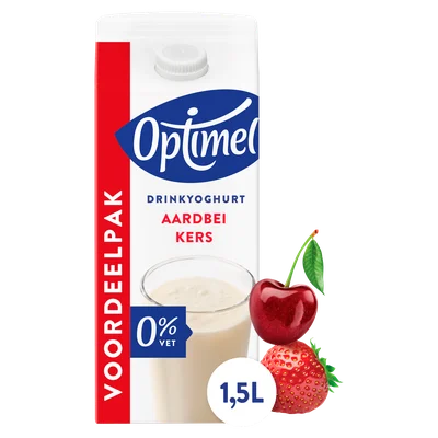 Optimel Drinkyoghurt Aardbei Kers 0% Vet 1.5L