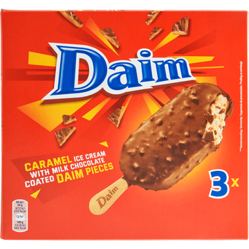 Daim Caramel Ice Cream with Milk Chocolate Coated Daim Pieces 3 Stuks