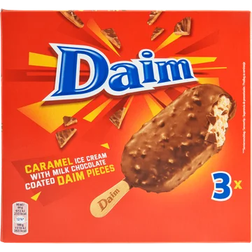 Daim Caramel Ice Cream with Milk Chocolate Coated Daim Pieces 3 Stuks