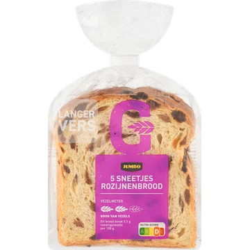 Jumbo - Rozijnenbrood Sneetjes - 5 Stuks