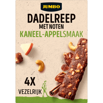 Jumbo Dadelreep met Noten Kaneel-Appelsmaak 4 Stuks