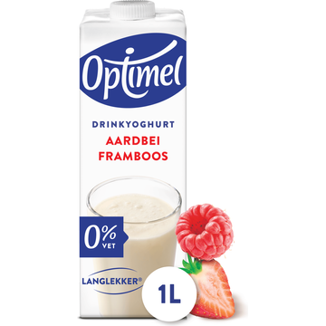Optimel Langlekker Drinkyoghurt Aardbei Framboos 0% Vet 1 L