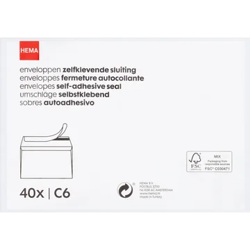 HEMA Enveloppen Zelfklevende Sluiting C6 40 Stuks