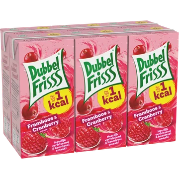 DubbelFrisss 1Kcal Framboos - Cranberry 6-pack 0,2L