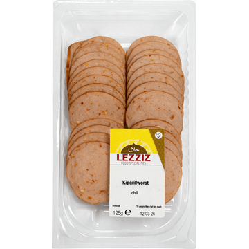 Lezziz Kipgrilworst Chili Gesneden 125g
