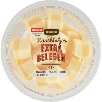 Jumbo Kaasblokjes Extra Belegen 48+ 120 g