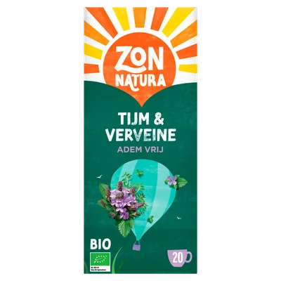 Zonnatura Tijm & Verveine Adem Vrij Kruideninfusie 20 Zakjes 35 g
