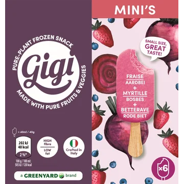 GIGI Waterijsjes Aardbei Bosbes Rode Biet 6x40ml