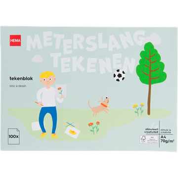 HEMA Meterslang Tekenen Tekenblok A4 100 Stuks