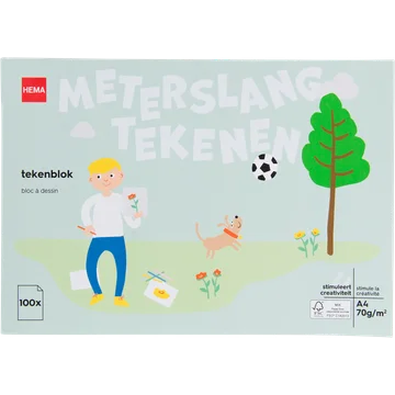 HEMA Meterslang Tekenen Tekenblok A4 100 Stuks