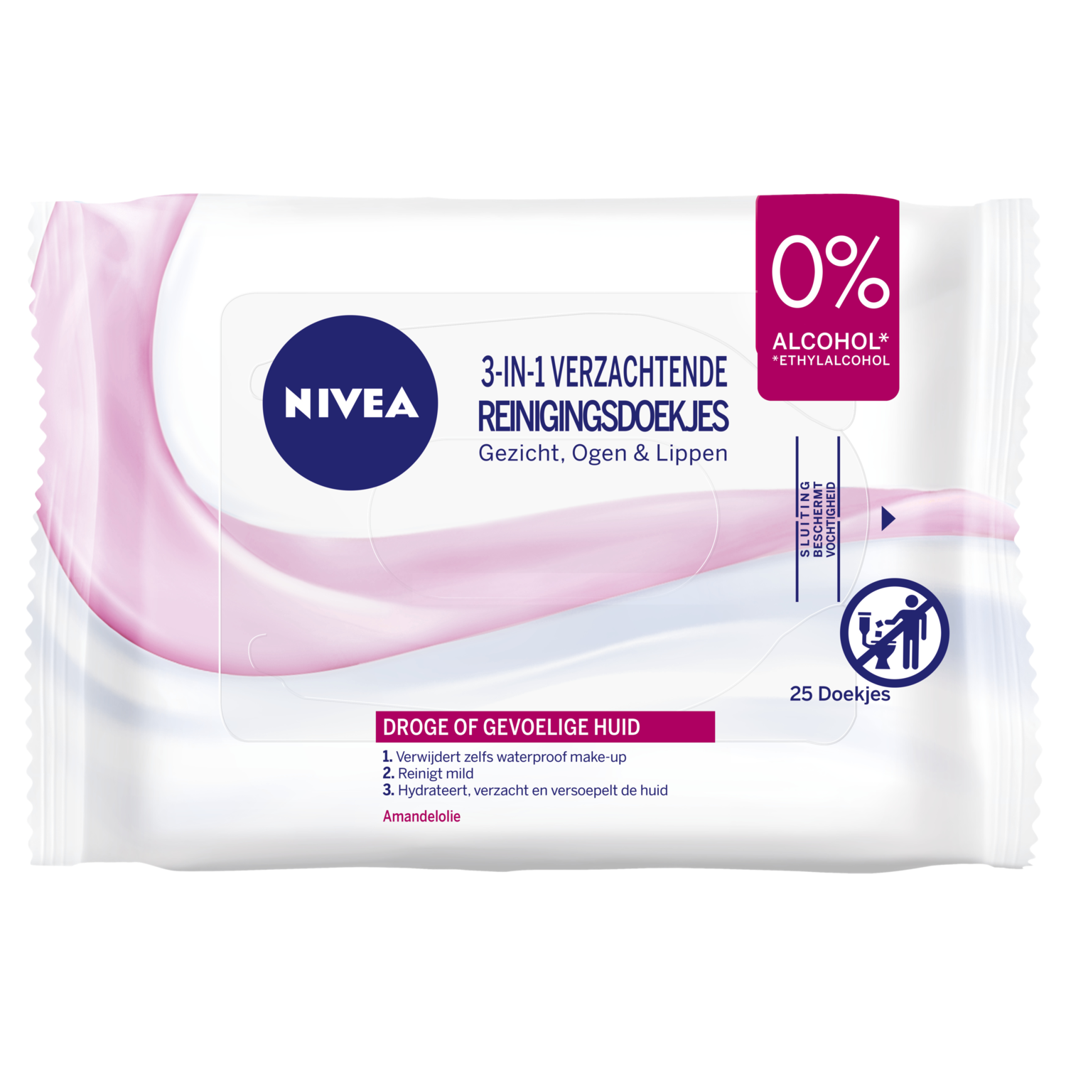 NIVEA 3-in-1 Verzachtende Reinigingsdoekjes - 25 Stuks