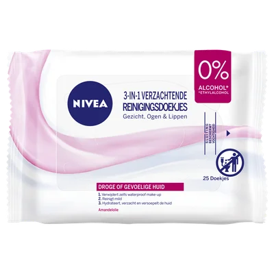 NIVEA 3-in-1 Verzachtende Reinigingsdoekjes - 25 Stuks