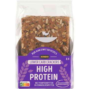 Jumbo Crackers High Protein met Pompoenpitten en Zonnebloempitten 8 Stuks