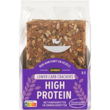 Jumbo Crackers High Protein met Pompoenpitten en Zonnebloempitten 8 Stuks