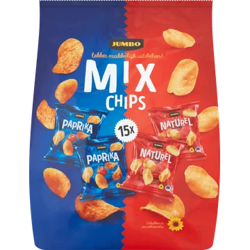 Jumbo Chips Uitdeelzak Paprika & Naturel 15 Stuks