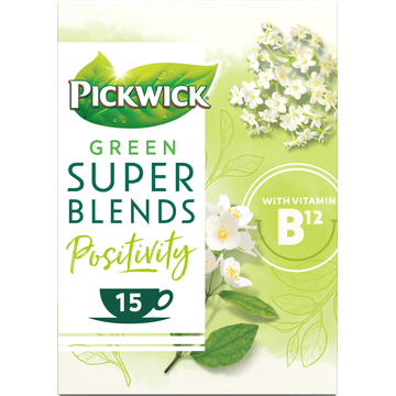 Pickwick Green Super Blends Positivity Green Tea, Elderflower, Jasmine 15 x 1,5 g