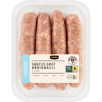 Jumbo Saucijs Grof Kruidnagel Varken 4 Stuks
