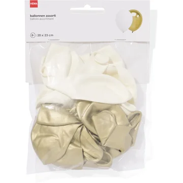 HEMA Ballonnen Wit-Goud 20 Stuks