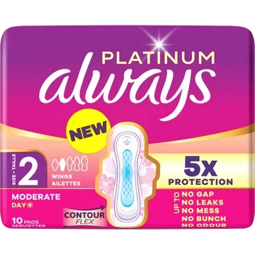 Always Platinum Dag Maandverband Voor Gemiddelde Menstruatie (Maat 2) 10 Stuks