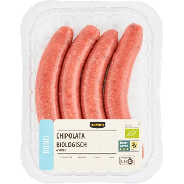 Jumbo Biologisch Chipolata Rund 4 Stuks
